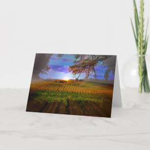 Fall Wine Vineyard Sunrise Blank Note Card