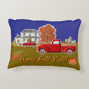 Fall/Winter Snowman, Little Red Truck, Farm House Decorative Cushion