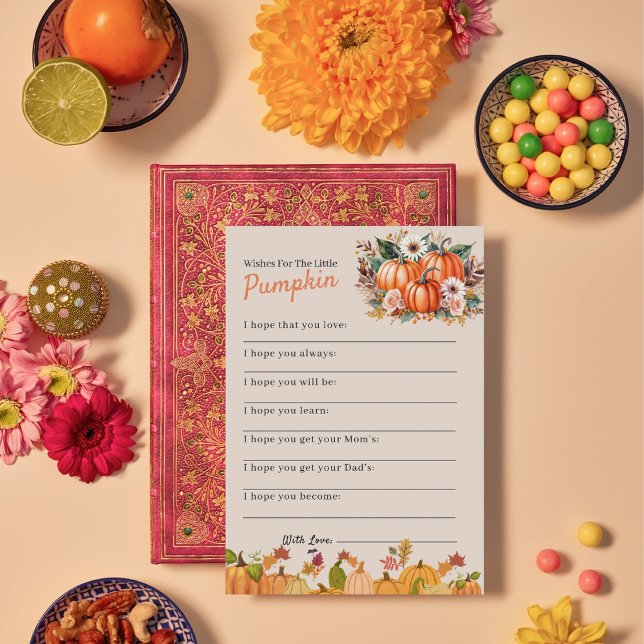 Fall Wishes for pumpkin Baby Shower advice card (Creator Uploaded)