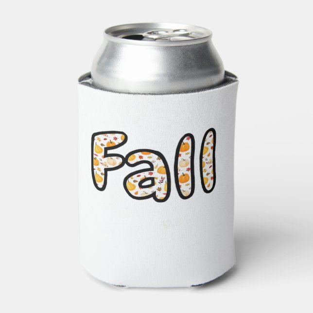 Fall with Pumpkin Background Autumn Season Printab Can Cooler (Can Front)