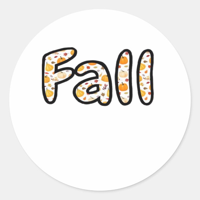 Fall with Pumpkin Background Autumn Season Printab Classic Round Sticker (Front)