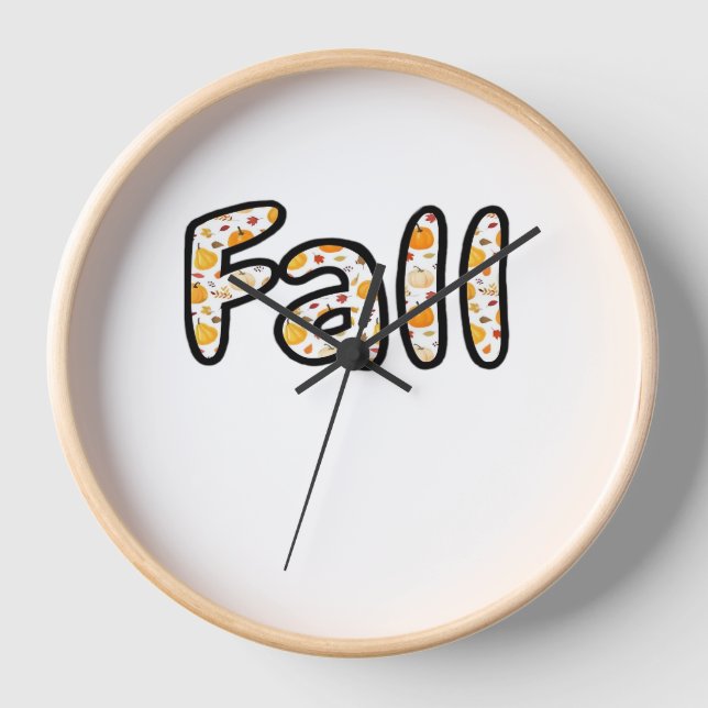 Fall with Pumpkin Background Autumn Season Printab Clock (Front)