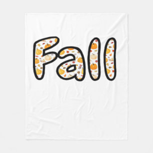 Fall with Pumpkin Background Autumn Season Printab Fleece Blanket