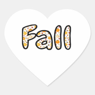 Fall with Pumpkin Background Autumn Season Printab Heart Sticker