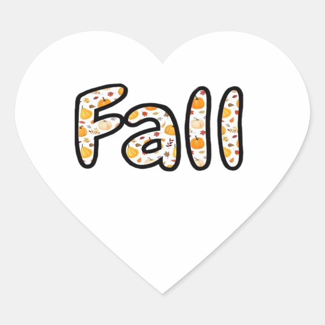 Fall with Pumpkin Background Autumn Season Printab Heart Sticker (Front)