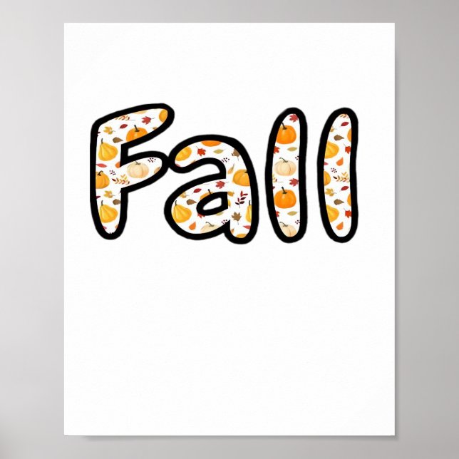 Fall with Pumpkin Background Autumn Season Printab Poster (Front)