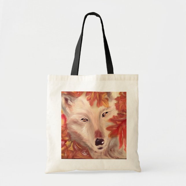 Fall wolf tote bag (Front)