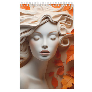Fall Woman Orange Lovers Autumn Leaves Browns Tans Calendar