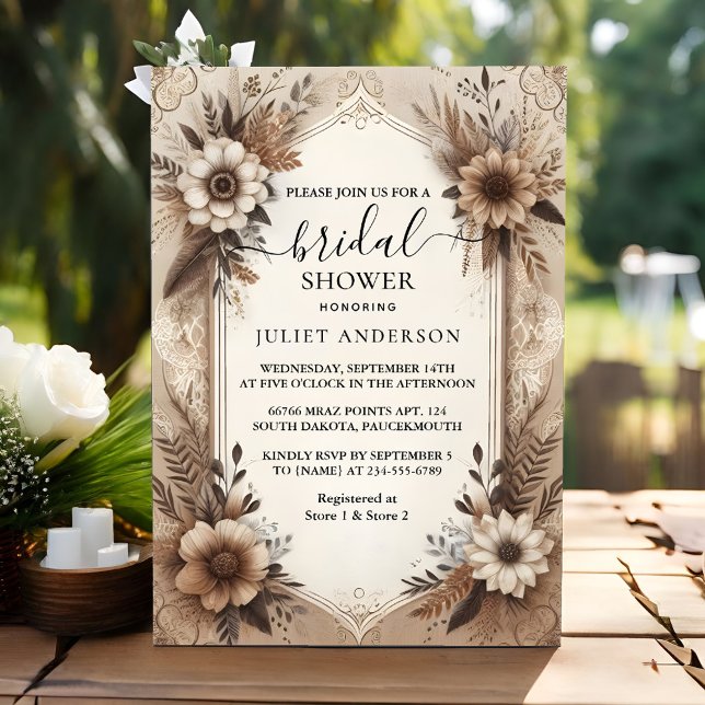 Fall Wood Paperie Recycled Paper Bridal Shower Invitation (Creator Uploaded)