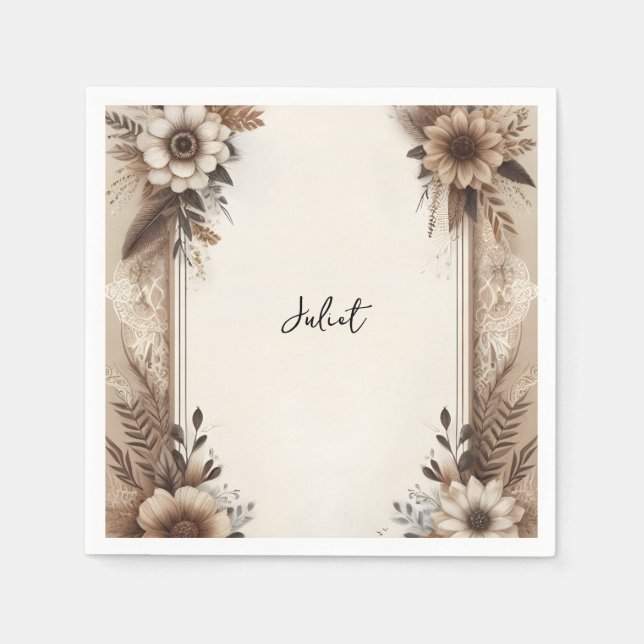 Fall Wood Paperie Recycled Paper Bridal Shower Napkin (Front)