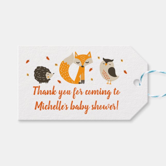 Fall Woodland Animal Favour Tag (Front (Horizontal))