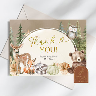 Fall woodland animal pumpkin thank you card