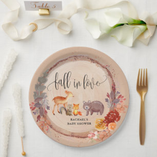 Fall Woodland Animals Baby Shower Favour Paper Plate
