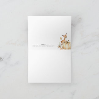 Fall Woodland Animals Baby Shower Thank You Cards