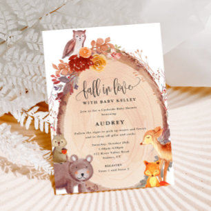 Fall Woodland Animals, Curbside Baby Shower Invitation