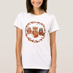 Fall Woodland Animals Patchwork Shirt