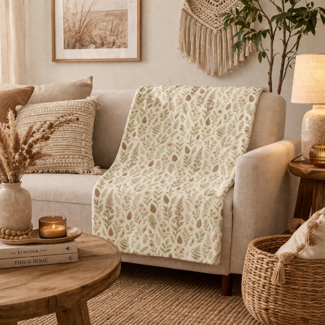 Fall Woodland Botanical Pattern | Autumn Dreams Sherpa Blanket (Creator Uploaded)