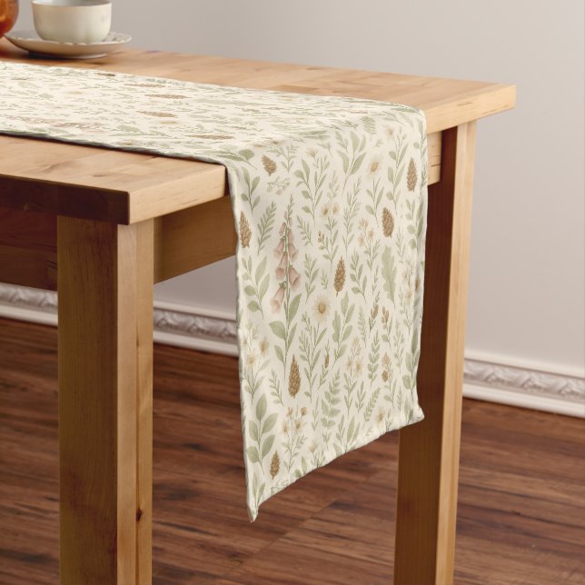 Fall Woodland Botanical Pattern | Autumn Dreams Short Table Runner (In Situ)