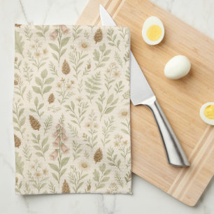 Fall Woodland Botanical Pattern Autumn Dreams Tea Towel