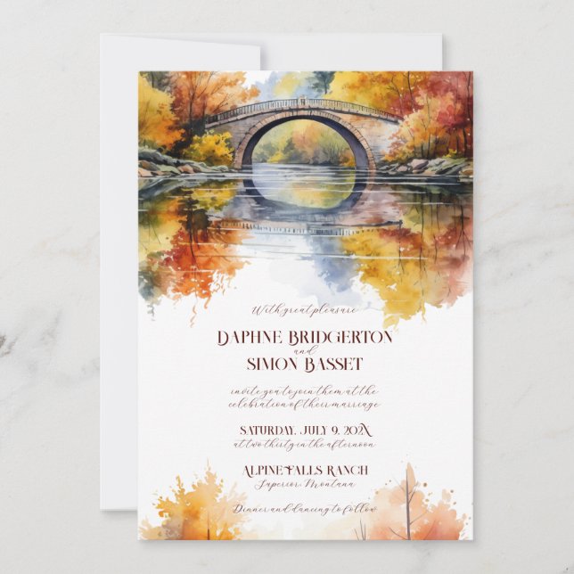 Fall Woodland Bridge Wedding  Invitation (Front)