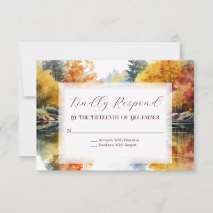 Fall Woodland Bridge Wedding RSVP Card