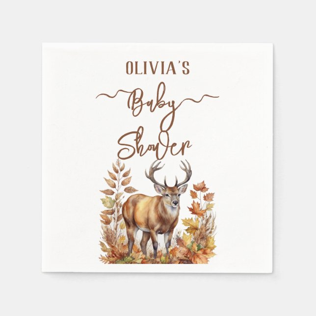 Fall Woodland Deer Baby Shower  Napkin (Front)