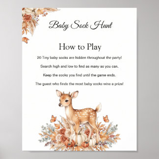 Fall Woodland Deer Baby Sock Hunt Game Sign