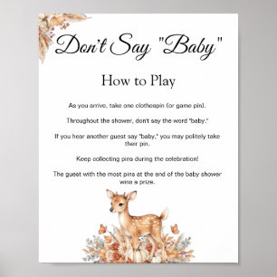Fall Woodland Deer Don't Say Baby Game Sign
