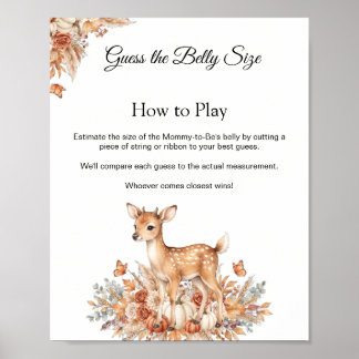 Fall Woodland Deer Guess the Belly Size Game Sign