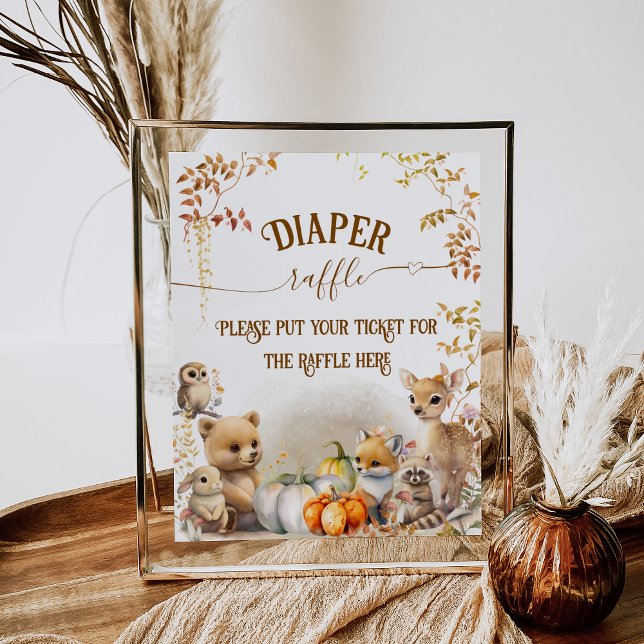 Fall Woodland Little Pumpkin Baby Shower diaper Poster (Creator Uploaded)