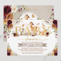 Fall Woodland Orange Burgundy Floral Baby Shower