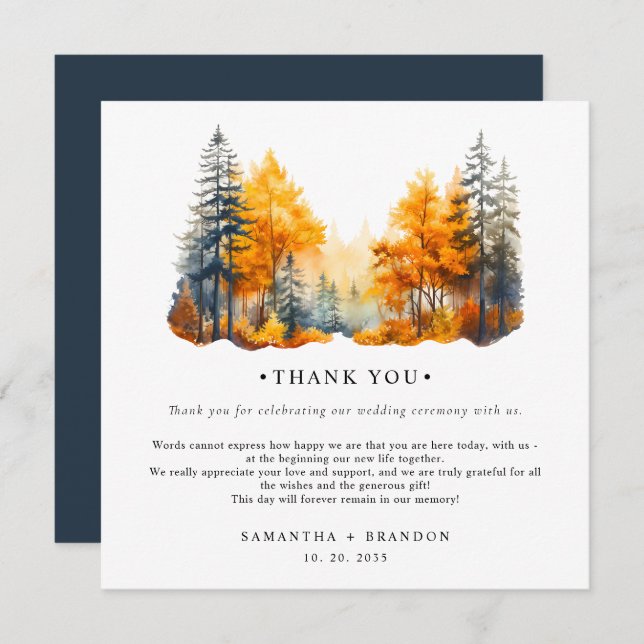 Fall Woods wedding Thank You Card (Front/Back)