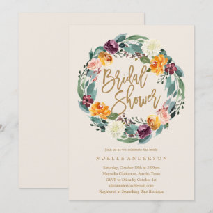 Fall Wreath Bridal Shower Invitation
