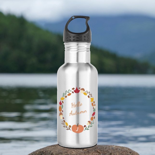 Fall Wreath Monogram Water Bottle (Fall Wreath Monogram Water Bottle)