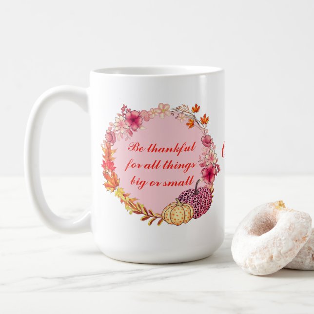 Fall Wreath Quote Coffee Mug (With Donut)