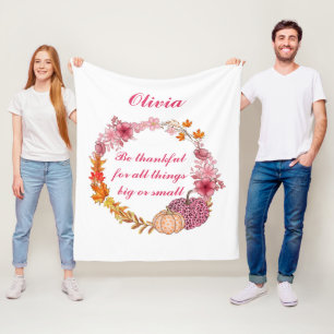 Fall Wreath Quote  Fleece Blanket