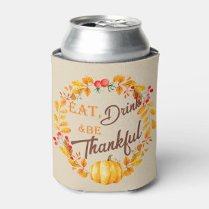 Fall Wreath Thanksgiving Can Cooler