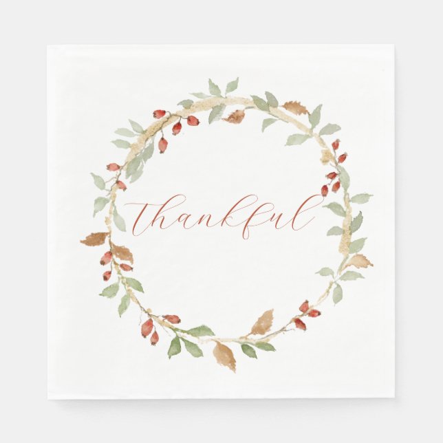 Fall Wreath Thanksgiving Napkin (Front)