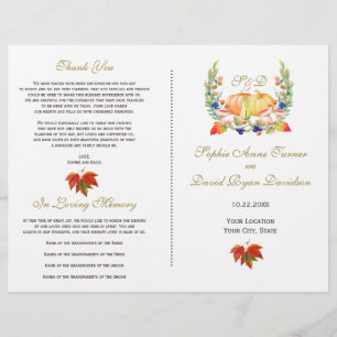 Fall Wreath Thanksgiving Wedding Program Flyer
