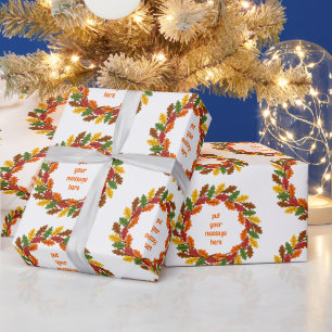 Fall  Wreath Thanksgiving Wrapping Paper