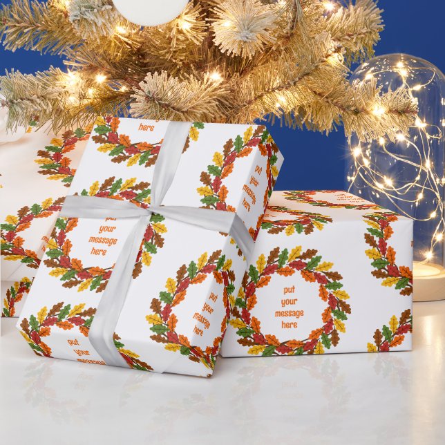 Fall  Wreath Thanksgiving Wrapping Paper (Holidays)