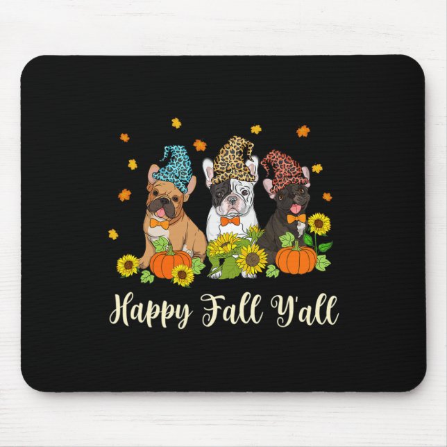 Fall Yall French Bulldog Leopard Pumpkin  Mouse Pad (Front)