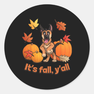 Fall Yall German Shepherd Puppy Classic Round Sticker