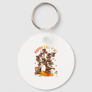 Fall Y'all Group Donkeys On Fall Tree Pumpkins Tha Key Ring