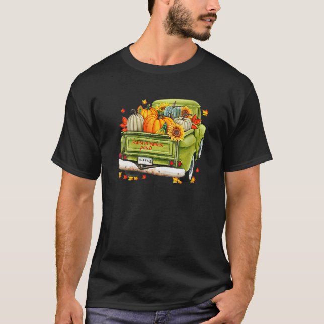 Fall Y'all Truck Pumpkin Sunflower Autumn Fall Tha T-Shirt (Front)
