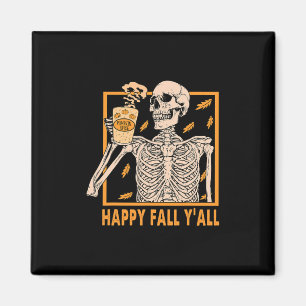 Fall Yall Women Halloween Skeleton Pumpkin Spice Magnet