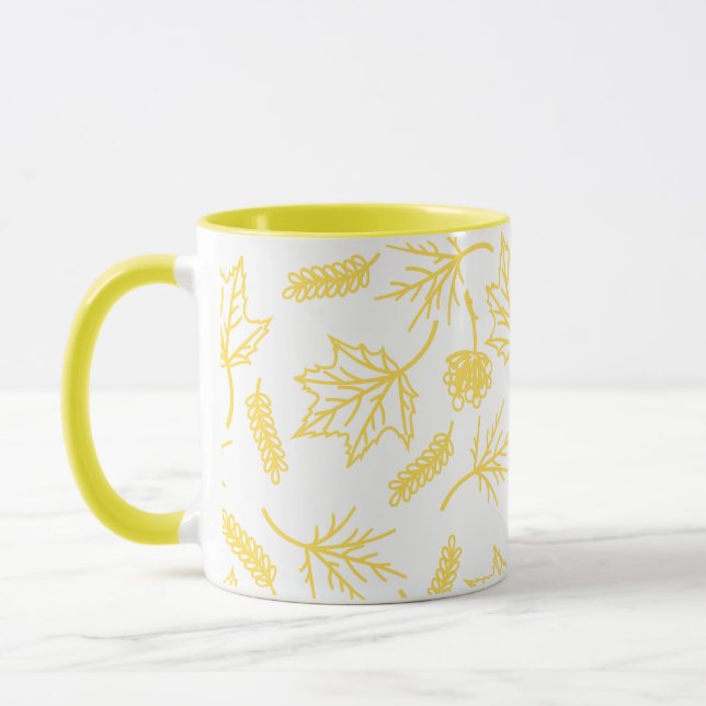 Fall Yellow Leaves Outline Two-Tone Mugs (Left)