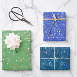Fall Zodiac Trio Virgo, Libra, Scorpio  Wrapping Paper Sheet