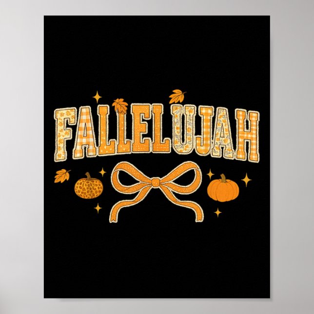 Fallelujah Fall Autumn Leaves Womens Cute Distress Poster (Front)