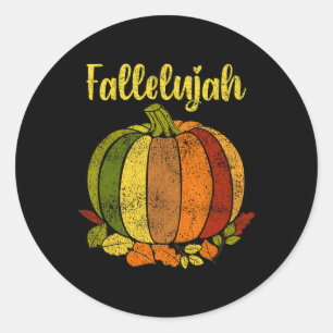 Fallelujah Fall Pumpkin Retro Distressed Autumn Ha Classic Round Sticker
